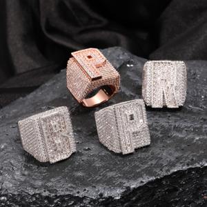 Anillo Personalizado con Letra y Número | Anillo Hip Hop con Incrustaciones de Diamantes | Diamante Moissanite VVS | Anillo de Plata de Ley 925 para Bodas y Fiestas |   Joyería HUMERA - Product Image 2
