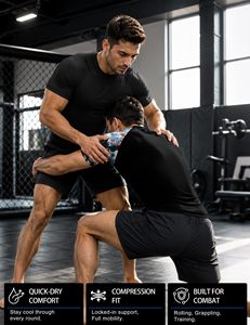 Rashguard de combat haute densité pour homme, en nylon et élasthanne, à manches courtes, de compression, pour usage professionnel en salle de sport, fabrication professionnelle - Product Image 4