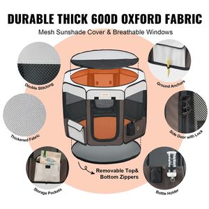 Corral Plegable Premium para Mascotas de 36 Pulgadas, Corral Portátil para Perros, Jaula Impermeable de Tela Oxford 600D para Cachorros o Gatos - Product Image 3
