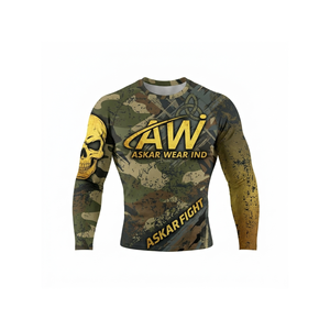 เสื้อแรชการ์ดแขนยาวสำหรับผู้ชาย ยี่ห้อ Askar Wear ลายพรางพิมพ์ลายแบบ Sublimation แห้งเร็ว เหมาะสำหรับออกกำลังกาย มีโลโก้ด้านหน้า - Product Image 1
