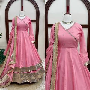 TENNECY Choli traditionnel pour femme en organza, longueur cheville, style Inde Pakistan, réversible, séchage rapide, extensible, idéal pour les mariages - Product Image 3