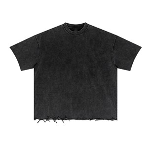 T-shirt Homme Noir Slim Fit à Manches Courtes Col Rond 100% Coton Lavé Tricoté Respirant Style Urbain Couleur Unie Design Basique - Product Image 1