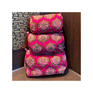 Hand Block Printed <b>Vanity</b> Bag for Women Travel Cosmetic Pouch Stylish Makeup Zipper Pouch Eco Friendly Handmade Storage Bag - Product Image 5