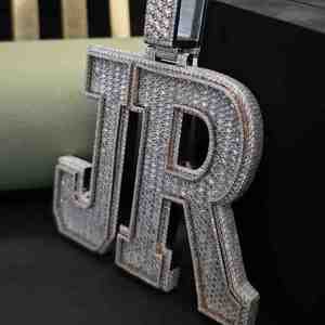 Pendentif Hip Hop entièrement serti de diamants de laboratoire, en acier inoxydable plaqué platine, DOPE JEWELLS, 30,58 CT, personnalisé, unisexe - Product Image 2