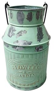 Rustic Galvanized Metal Milk Can Vase with Flower & Garden Design for Floor <b>Outdoor</b> & Indoor Plant Arrangement Decor - Product Image 2