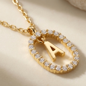 จี้สร้อยคอจี้เพชรรูปวงรีเป็นตัวอักษรเริ่มต้น CVD HPHT - Product Image 3