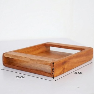 Bandeja de servir de madera de diseño moderno y lujoso con acabado pulido para presentaciones en restaurantes y hoteles de alta gama. - Product Image 6