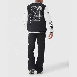 Men's <b>Winter</b> Oversized Streetwear Varsity <b>Jacket</b> Premium Fabric Contrast Trim Zipper Closure Front for Casual Outdoor Fashion - Product Image 6