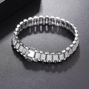 Baguette Cut Moissanite Diamond Bracelet 925 Silver Iced Out Link Chain Luxury Jewelry for <b>Men</b> Women Gift - Product Image 6