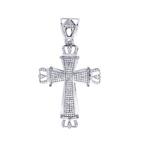 Custom Alloy Hip Hop <b>Emerald</b> Cut Rose Gold Plated Christian Iced Street Fashion Design Diamond Personalized Cross <b>Pendants</b> - Product Image 2