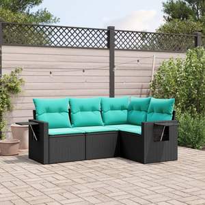Conjunto de Sofás para Patio en Negro y Azul, Colección de Muebles Elegantes para Exteriores - Product Image 1
