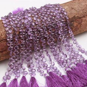 Perceuse de Briollette de pierre de perles en forme de coeur à facettes d'améthyste naturelle brésilienne pour la fabrication de bijoux - Product Image 5