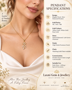 Pendentif en or massif 14 carats avec diamant de laboratoire, design floral romantique, diamants taille brillant rond, bijoux pour tous les jours - Product Image 2