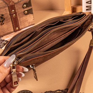 Pochette et porte-clés en cuir de luxe de haute qualité, conçus pour les réunions d'affaires et les déplacements, à prix abordable. - Product Image 5