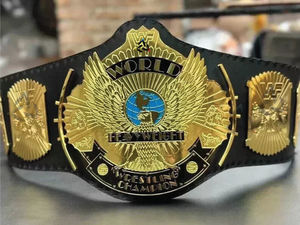 เข็มขัดแชมป์มวยปล้ำรูปนกอินทรีปีกยื่น W-W-E แบบกำหนดเอง ขนาดผู้ใหญ่ ทองเหลือง 4 มม. - แผ่นโลหะชุบทองและสายหนัง - Product Image 6