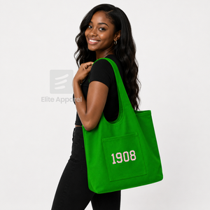 Custom Alpha Kapa Alpha Sorority Tote bag green and pink Embroidered Logo Daily Use <b>Large</b> Capacity Canvas Tote bag for female - Product Image 3
