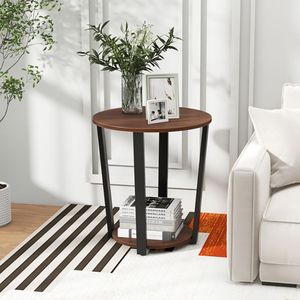 Tavolino rotondo con ripiano aperto e struttura in metallo - Comodino - Product Image 3