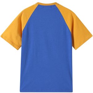 Chemise Raglan Premium en Chenille SGRho Bleu Royal et Or, Manches Courtes, Col Rond, Patch Lettres Grecques, Style Baseball, Décontractée, Fraternité - Product Image 2