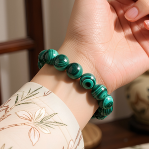 Bracelet extensible en perles personnalisées de 8 mm, 10 mm, 6 mm, 12 mm, en malachite verte de qualité AAA, pierres précieuses rondes, bijoux naturels de guérison pour hommes et femmes, vente en gros - Product Image 5