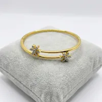 Gelang Bangle Kristal Bunga Salju Berlapis Emas dengan Zirkonia Kubik Trendy untuk Wanita, Perhiasan Fashion India Romantis