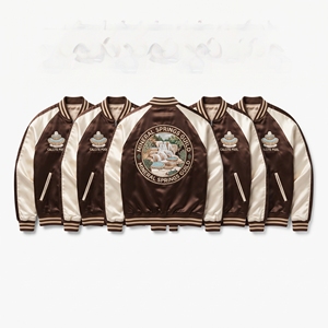 Custom B2B Supplier Black Gold Satin Varsity Jacket Zip Up Custom Embroidered Baltic Amber Collective Baseball <b>Coat</b> - Product Image 2