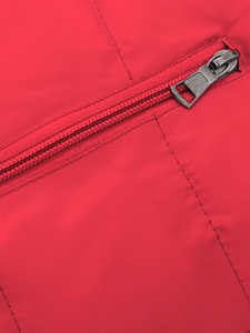 Men's Red Hooded Winter Vest Zipper Pockets Casual Outerwear Windproof Solid Color Polyester Wadding Canvas 340g 3D Embroidery - Product Image 5