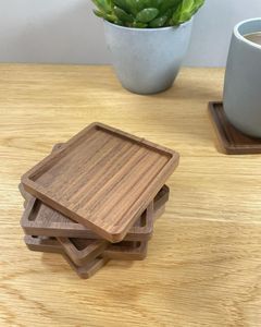 Handmade Wood Resin Coaster <b>Set</b> <b>Square</b> Table Coasters Modern Eco-Friendly Wholesale Custom Logo OEM ODM Private Label Bulk - Product Image 1