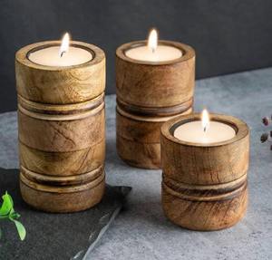 Candelabro de Madera Artesanal, Decoración Rústica para Mesa, Adorno para Sala de Estar y Comedor, Candelabro de Madera Moderno - Product Image 4