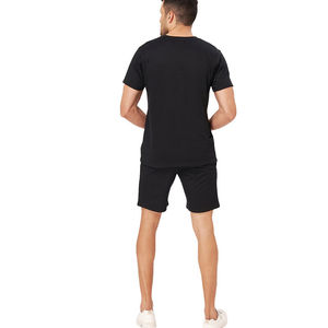 Summer Short Sleeve T-Shirt Short Set Custom Screen Print Acid Wash Heavyweight 100% Cotton T Shirt And Sweat Shorts Set For Men - Product Image 3