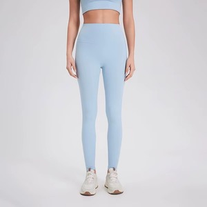 Leggings de yoga taille haute pour femmes, doux et anti-déchirures, en Spandex/Polyester, couleur unie, sans couture, séchage rapide, fabrication OEM/ODM sur mesure en gros - Product Image 3