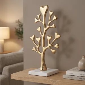 Décoration d'arbre en métal pour la maison avec base en marbre, statue décorative d'arbre pour salon, bureau, décoration de table - Product Image 5