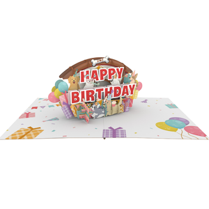 Wholesale Dogs Birthday 3D Pop up Card Pet Balloon OEM/ODM Manufacturer Vietnam <b>Handmade</b> <b>Paper</b> Greeting Card - Product Image 3