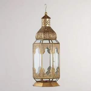 Luxury Gold Metal Glass Candle <b>Lantern</b> <b>Set</b> Decorative Hanging <b>Lanterns</b> for Home Wedding Outdoor Indoor Table Decor - Product Image 4