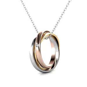 Hot Selling Multi Color Oostenrijkse Crystal Unisex Trinity Ring En Ketting Set Sieraden Voor Mannen Vrouwen Destiny Sieraden