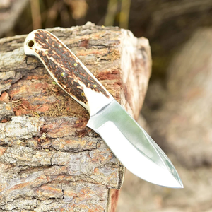 Couteau Skinner à pointe tombante en acier D2, fabriqué à la main par des maîtres artisans, manche en corne, lame fixe de qualité industrielle, pour l'extérieur, ODM - Product Image 1