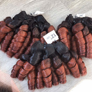 Precio al por mayor 100% Virgen cruda vietnamita humano encaje peluca trama hinchable Ombre Color bronce Super doble extensiones de cabello dibujado - Product Image 1