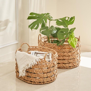 Panier de rangement ovale en jacinthe d'eau, tressage torsadé en X, fait main, vente en gros, écologique, fabriqué au Vietnam - Product Image 3