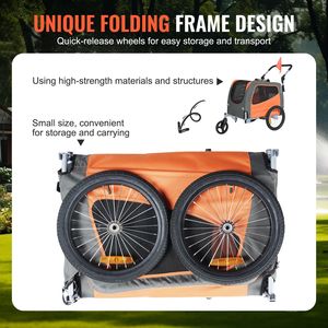 Remolque para Bicicleta para Perros, Soporta hasta 66 Libras, Carrito 2 en 1 para Mascotas, Portador de Bicicleta con Plegado Fácil y Liberación Rápida - Product Image 6