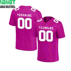 Custom Sublimation Pink American Football Jersey V Neck Breathable Mesh Fabric Personalized Team Name Number Men - Product Image 1