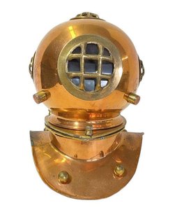 Casque de plongée vintage en métal pour la plongée en eaux profondes, casque de plongeur nautique décoratif, objet de collection marin, décoration d'intérieur, présentation sur table, vente en gros - Product Image 1