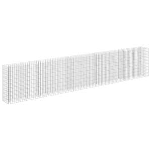 Bac à plantes surélevé en gabion 177,2 x 11,8 x 35,4 po en acier galvanisé argenté pour jardin - Product Image 2