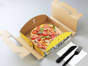 Boîte à pizza personnalisée en papier kraft pliable avec poignée, logo estampé à chaud, forme ovale, emballage alimentaire jetable, design à fentes - Product Image 6