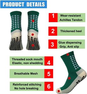 2 Set Anti-Slip <b>Grip</b> Soccer <b>Socks</b> with Shin Guard Sleeves, Sports Athletic <b>Socks</b> for Men Women - Product Image 5