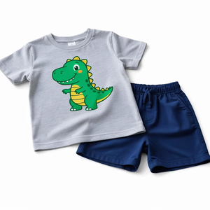 Conjunto de Camiseta y Pantalones Cortos de Algodón para Niños, Transpirable, Deportivo, Informal, de Dos Piezas, para Niños y Niñas - Product Image 1