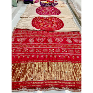 Sari de Seda Premium Bandhani Gotta Patti |   Sari Étnico Indio para Novia con Estampado Digital |   Ropa para Fiestas y Bodas - Product Image 1