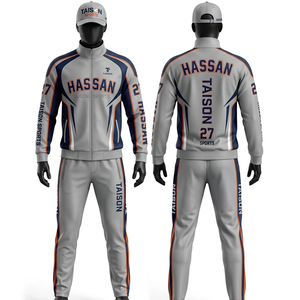 Conjunto deportivo de béisbol para hombre, premium, 320 GSM, poliéster, forro polar, verde oliva, diseño con paneles blancos, logotipo con bordado personalizado. - Product Image 2