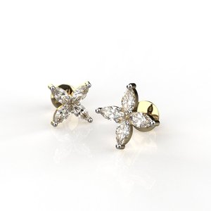 Classic 18K Gold Plated Diamond Stud <b>Earrings</b> Round Brilliant Cut Claw Setting Women's <b>Fine</b> Jewelry - Product Image 1