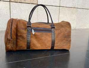 Bolsa de Viaje de Piel Auténtica con Cierre de Cremallera, Estilo Vintage, Hecha a Mano, para Fin de Semana, LHODB-0116 - Product Image 1