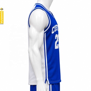 SAMAVIA Men's Reversible Basketball Jersey V-Neck Sleeveless <b>Mesh</b> Breathable Custom Print 23 <b>Blue</b> White Color Block - Product Image 3