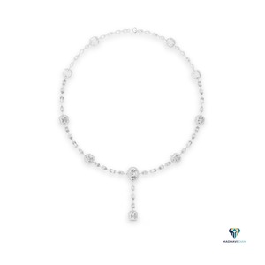 12.06 CT White Gold Oval Lab Grown Diamond <b>Statement</b> <b>Necklace</b> in 14K Solid Gold, Multi-Shape Fancy Cut Diamond Drop <b>Necklace</b> - Product Image 1